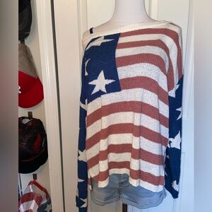 Pink Lily Patriotic Knitted Sweater - Size Small